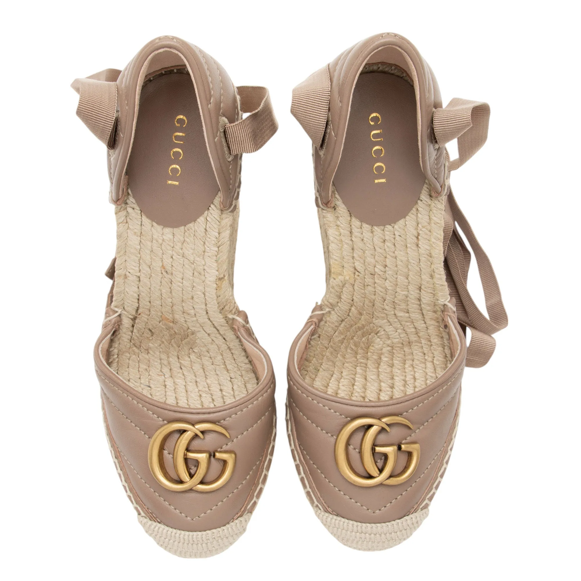 Gucci Matelasse Leather GG Marmont Espadrille Wedges