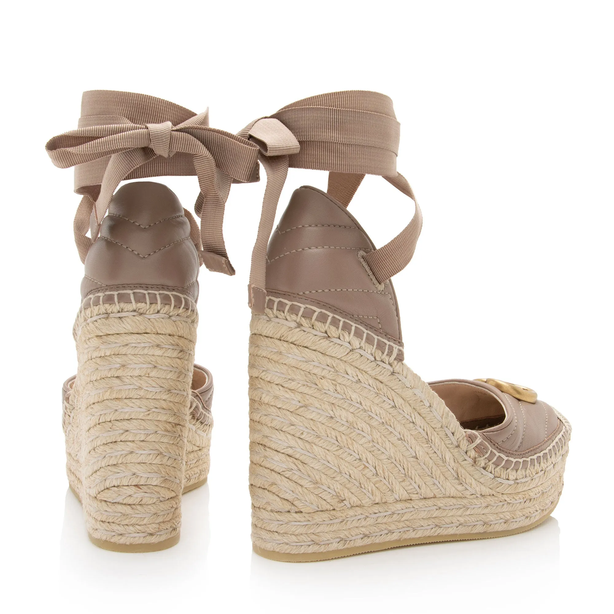 Gucci Matelasse Leather GG Marmont Espadrille Wedges