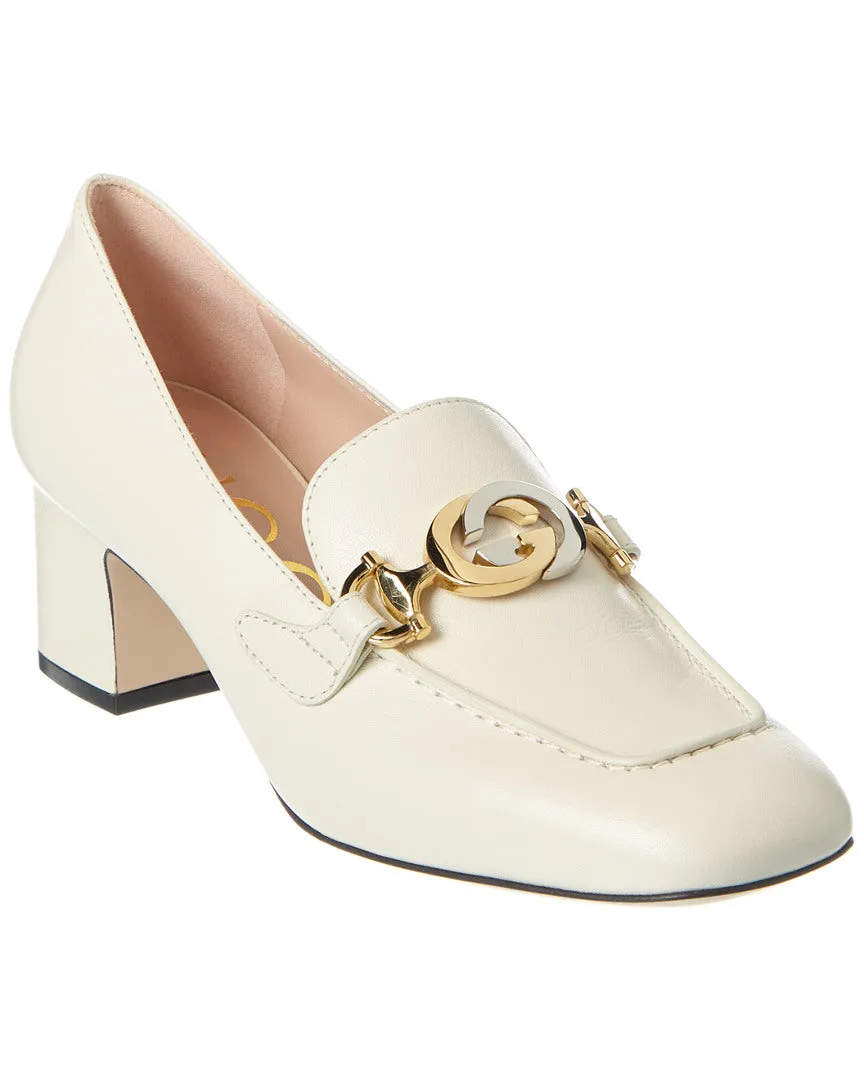Gucci Zumi Mid-Heel Leather Loafer