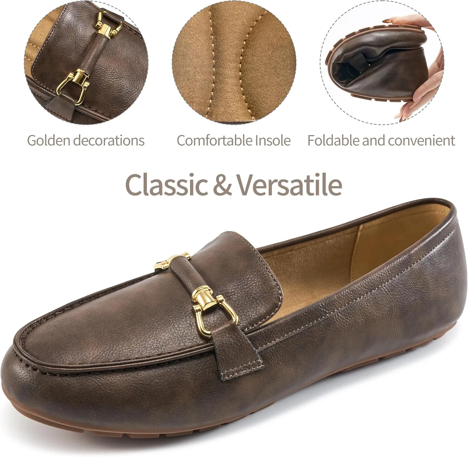 HARENCE Womens Loafers Casual Shoes: Comfortable Moccasins Business Dressy Flats Lightweight Slip On Work Shoes