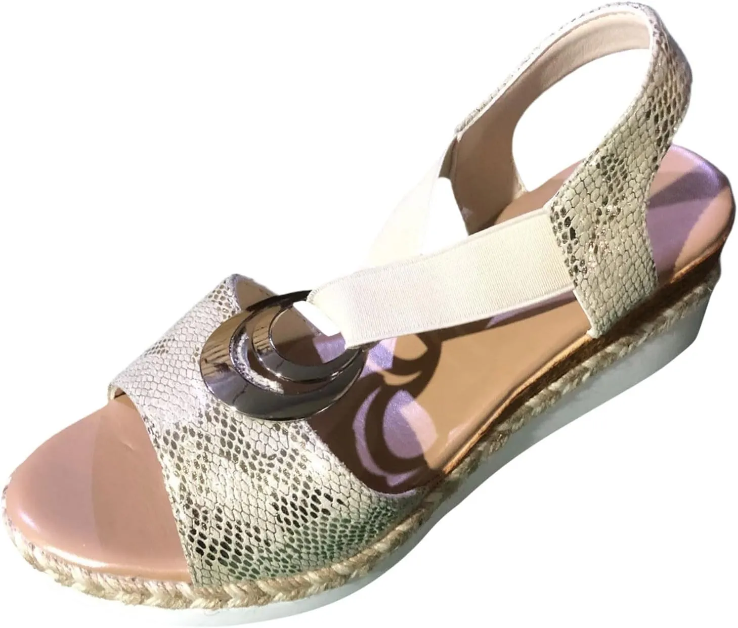 Hbeylia Orthopedic Wedge Sandals for Women Summer Dressy Peep Toe Slip On Hook Loop Strappy Platform Sandals Mid Heel Casual Espadrilles Lightweight Sandals Comfortable Outdoor Beach Shoes