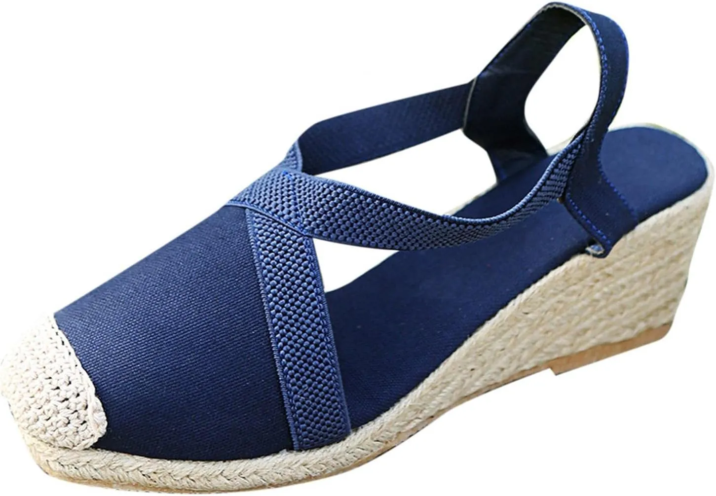 Hbeylia Wedge Platform Espadrille Ballet Flats for Women Ladies Fashion Casual Closed Toe Cross Ankle Strap Slingback Chunky High Heels Dress Sandals Slip On Loafers Autumn Summer Walking Shoes