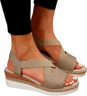 Hbeylia Wedge Sandals for Women Dressy Summer,Platform Wedges for Women,Womens Espadrilles Open Toe Sandals Comfortable Dressy Ankle Strap Slip On Sandals Orthopedic Sandals Casual