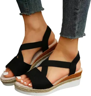 Hbeylia Wedge Sandals for Women Dressy Summer,Platform Wedges for Women,Womens Espadrilles Open Toe Sandals Comfortable Dressy Ankle Strap Slip On Sandals Orthopedic Sandals Casual