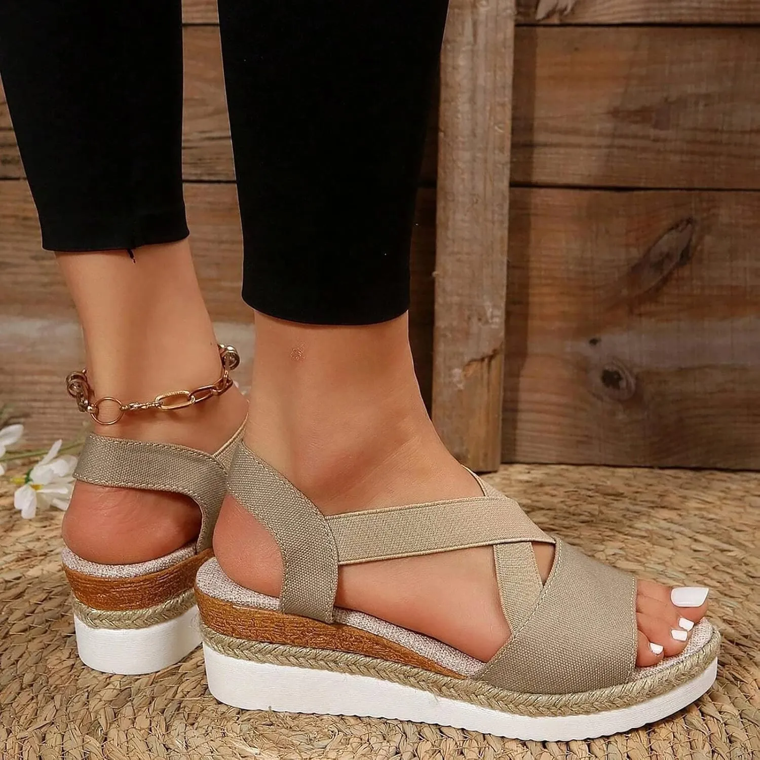 Hbeylia Wedge Sandals for Women Dressy Summer,Platform Wedges for Women,Womens Espadrilles Open Toe Sandals Comfortable Dressy Ankle Strap Slip On Sandals Orthopedic Sandals Casual