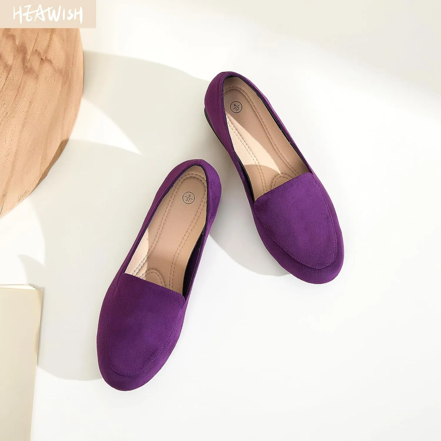HEAWISH Women's Loafers Slip on Low Heel Shoes,Closed Toe Pumps Dress Shoes,Casual Loafer Work Flats Wedding Shoe