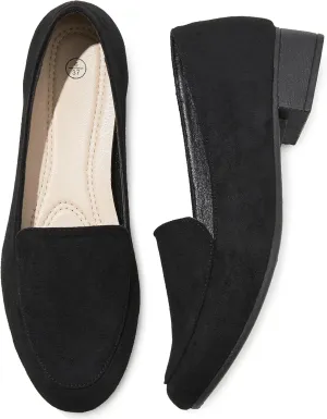HEAWISH Women's Loafers Slip on Low Heel Shoes,Closed Toe Pumps Dress Shoes,Casual Loafer Work Flats Wedding Shoe