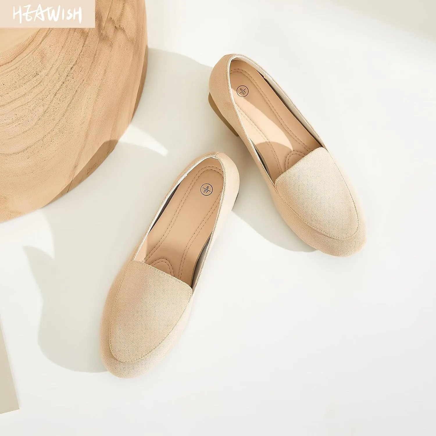 HEAWISH Women's Loafers Slip on Low Heel Shoes,Closed Toe Pumps Dress Shoes,Casual Loafer Work Flats Wedding Shoe