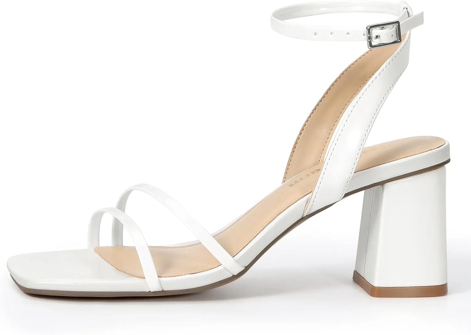 Heels Charm Women's Chunky Block Heeled Sandals 2.95 Inches Open Toe Ankle Strap Block High Heel Sandal Dress Dancing Chunky Sandals Daily Work Party Wedding Shoes