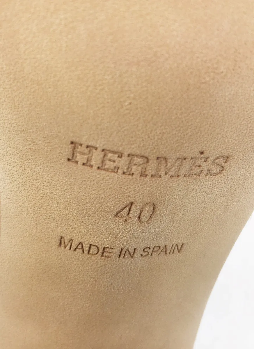 HERMÈS BLACK PEEP TOE LEATHER ESPADRILLE SANDALS
