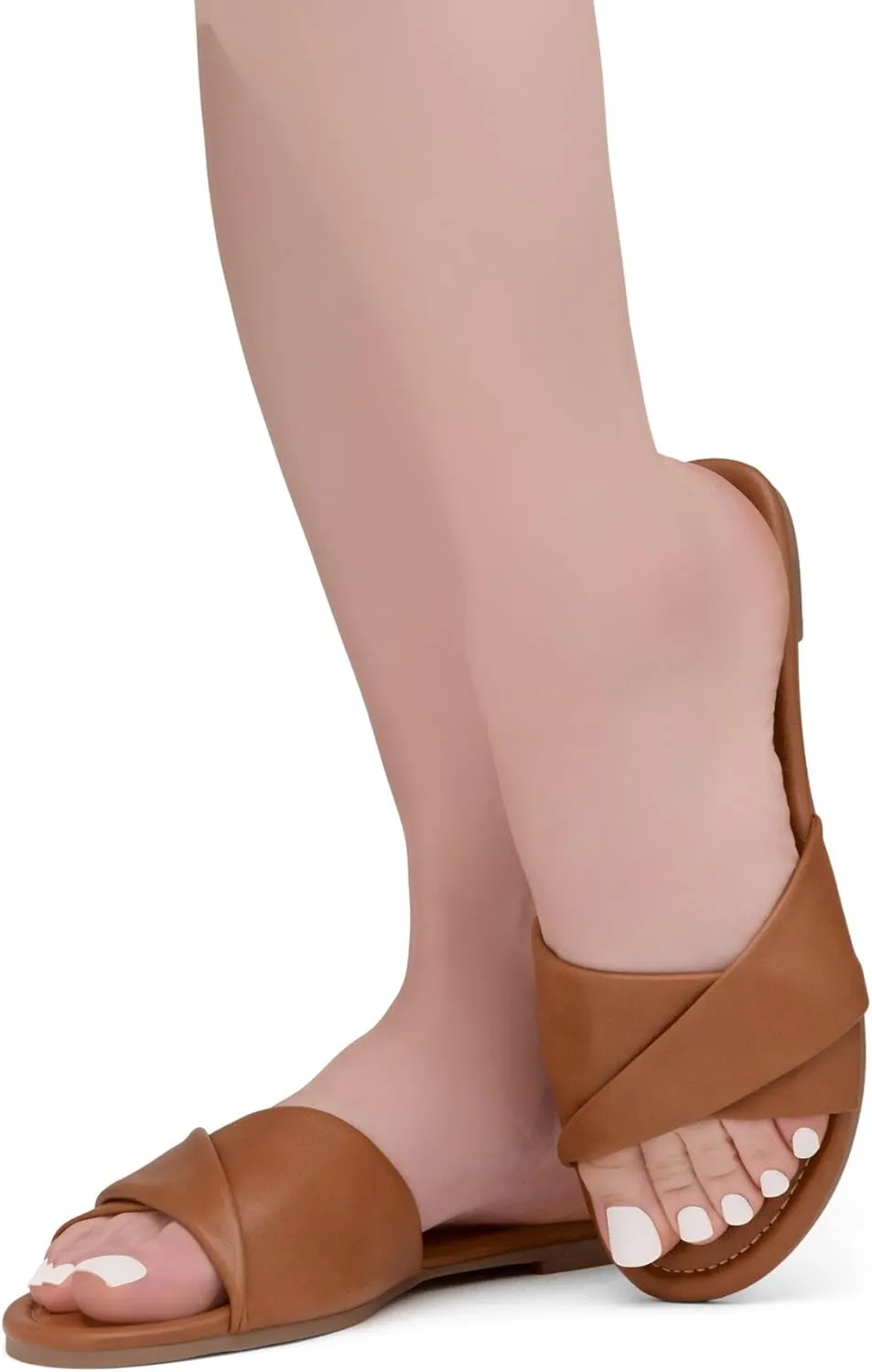 Herstyle MARLENA Women’s Flat Sandals, Fashion Slides Comfortable Casual Sandals with Round Open Toe and Single Band – Dressy Slip-On Slippers for Summer