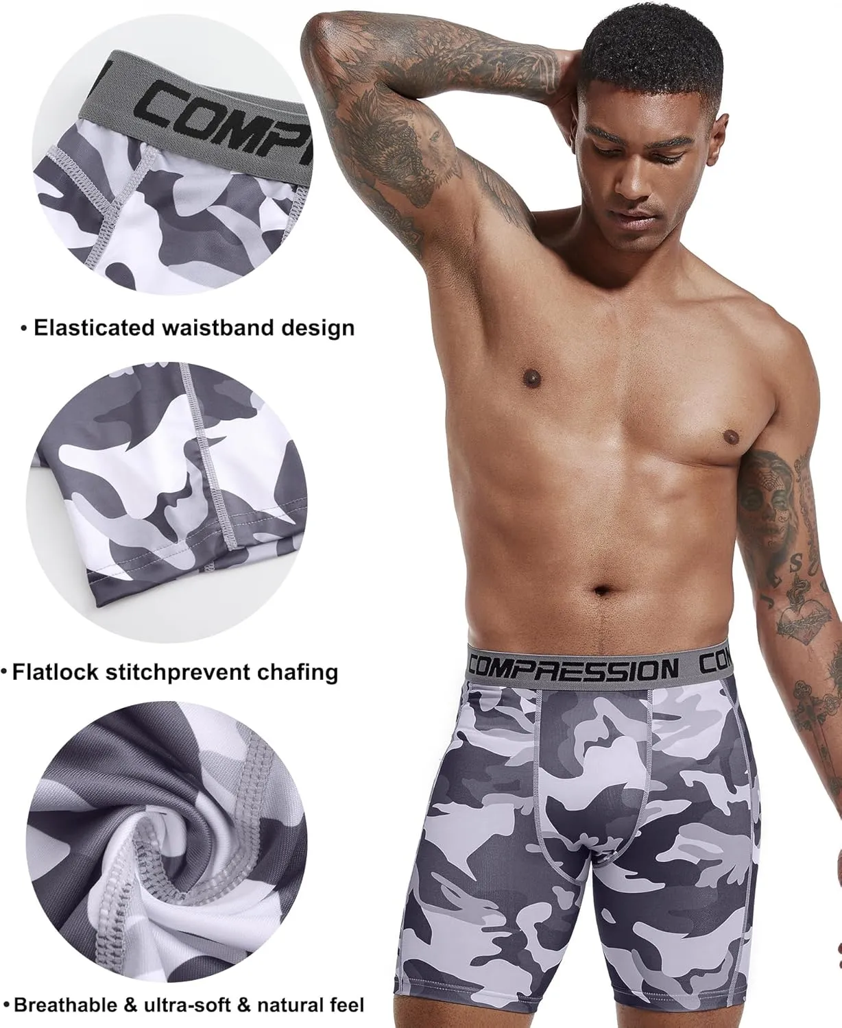 Holure Men's Performance Compression Shorts Athletic Workout Running Underwear (3 or 5 Pack)