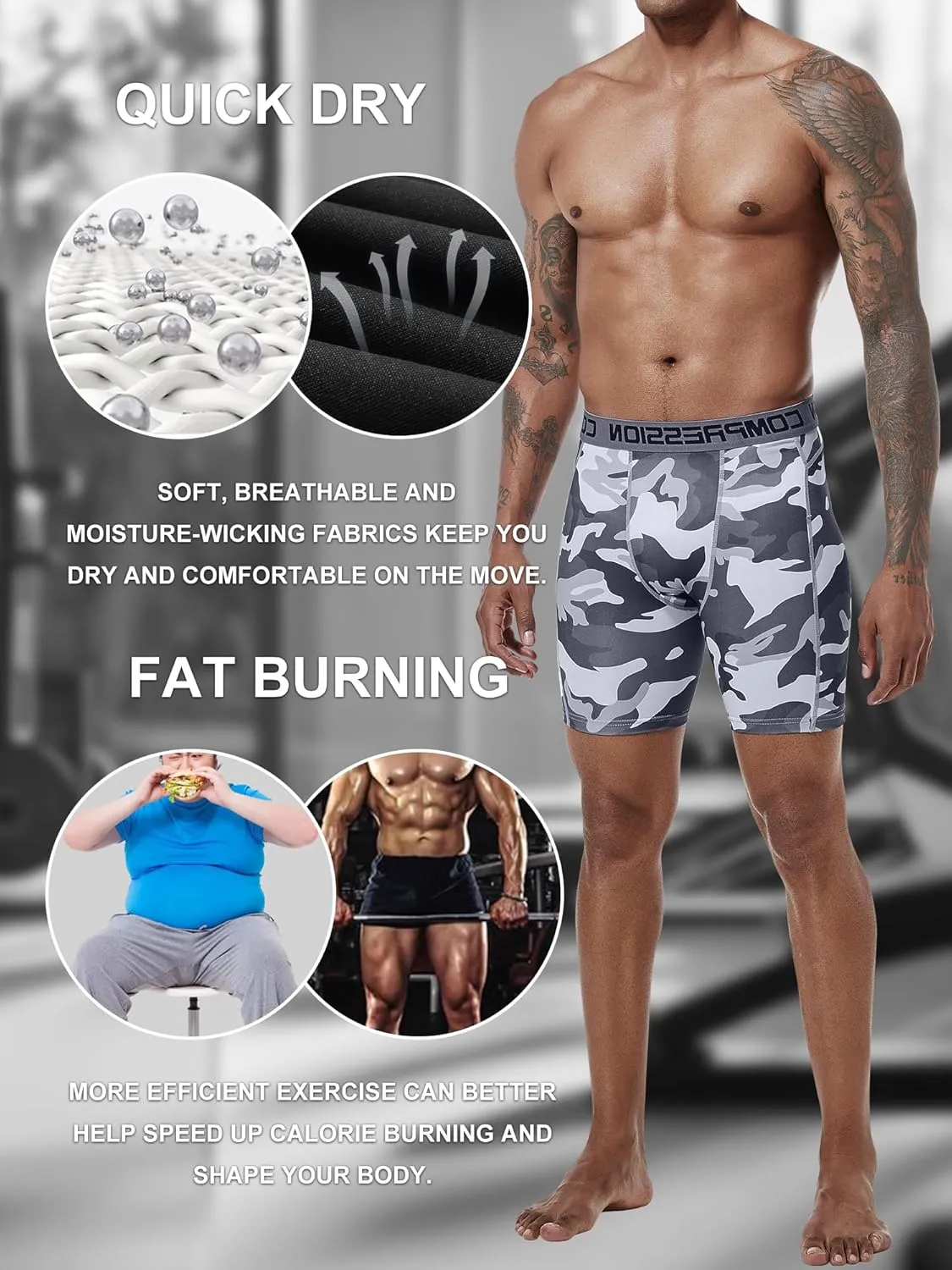 Holure Men's Performance Compression Shorts Athletic Workout Running Underwear (3 or 5 Pack)
