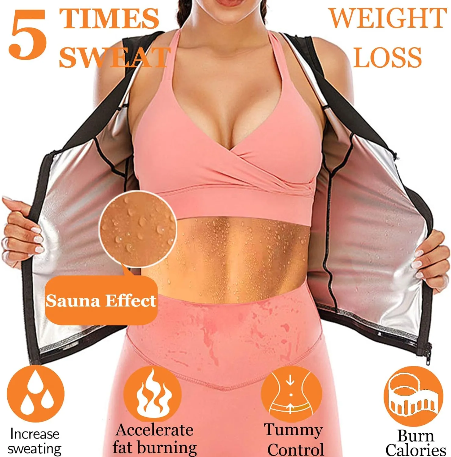 HOMETA Sweat Vest for Women Waist Trainer Vest Slimming Polymer Sauna Vest Tank Top for Weight Loss Body Shaper Shirts