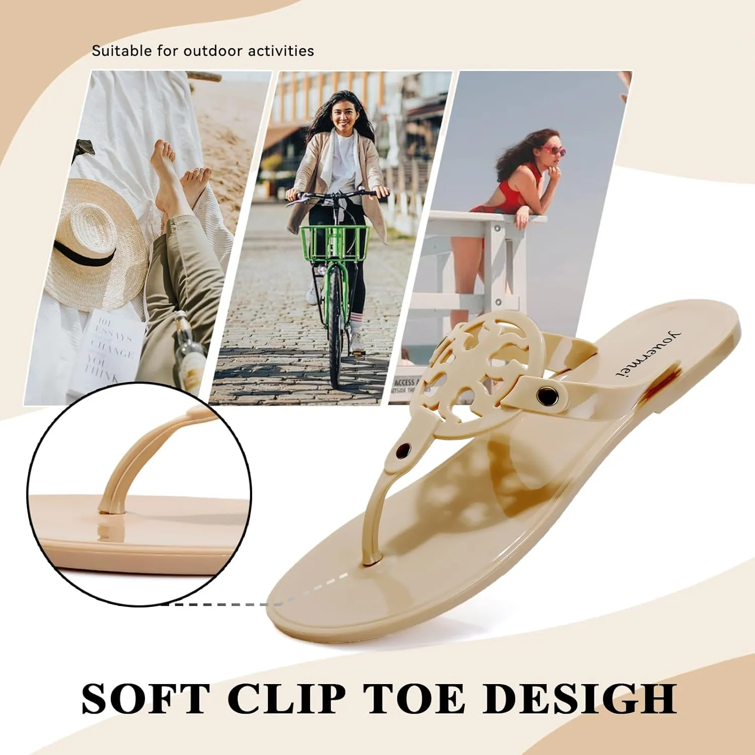 Homtechly Women's Flat Sandals Casual Flip Flop Sandals Dressy Thong Slip on Summer Flat Sandals
