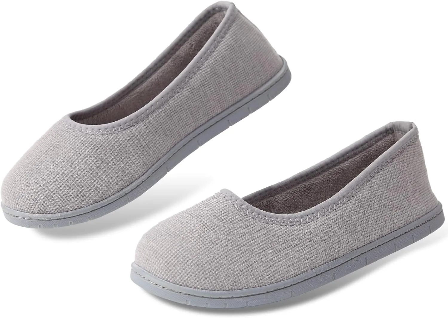 House Shoes for Women Comfy Memory Foam Loafer Slippers for Ladies Non-slip Sole for Comfort Ballet Flat with Closed Back Indoor and Outdoor for All Season Wear Black LightGrey Beige US6-US11