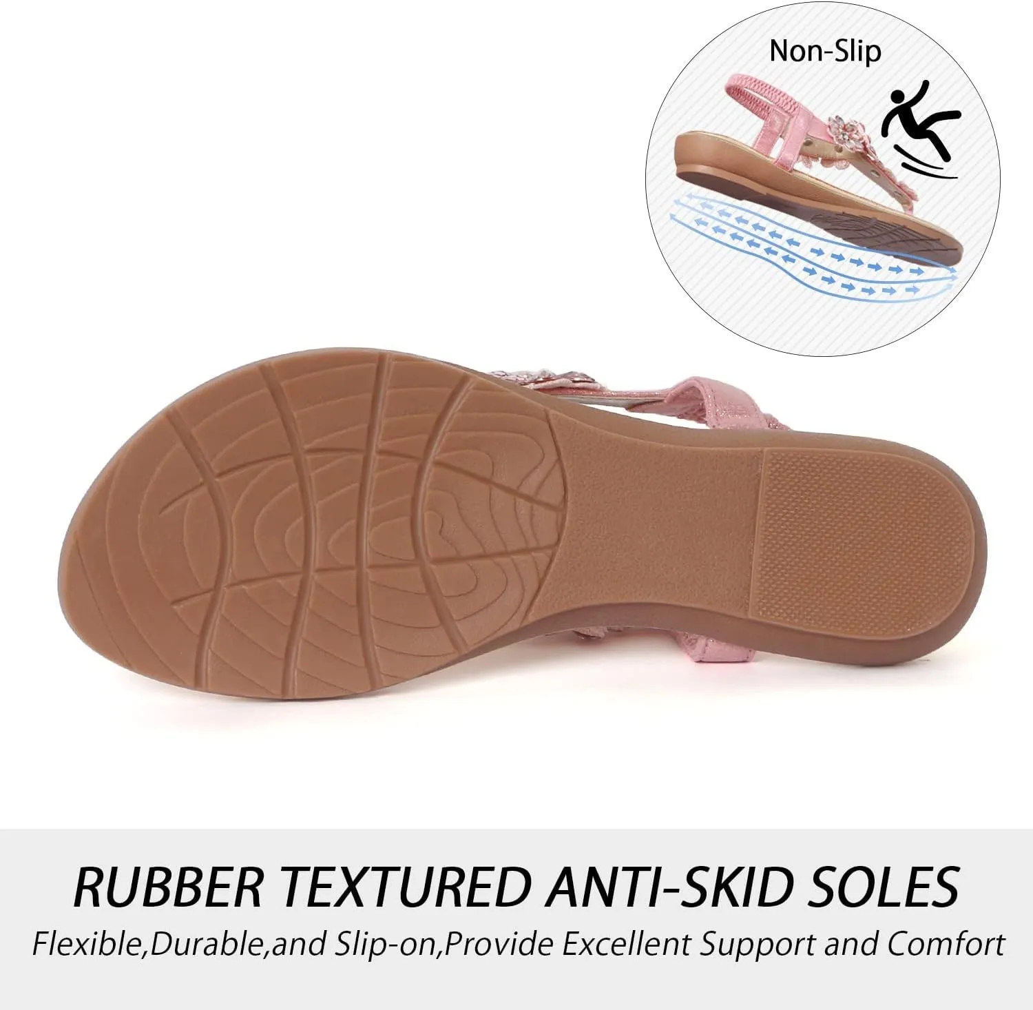 iCKER Women Sandals Rhinestone Dressy Casual Summer flat flip flops Comfortable Sandals