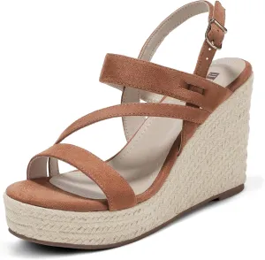 IDIFU IN4 Espadrille Wedge Sandals for Women Platform Wedges Heels Wedding Bridal Ladies Open Toe Dressy Sandals Comfortable Summer Ankle Strap Strappy High Heel Wedges