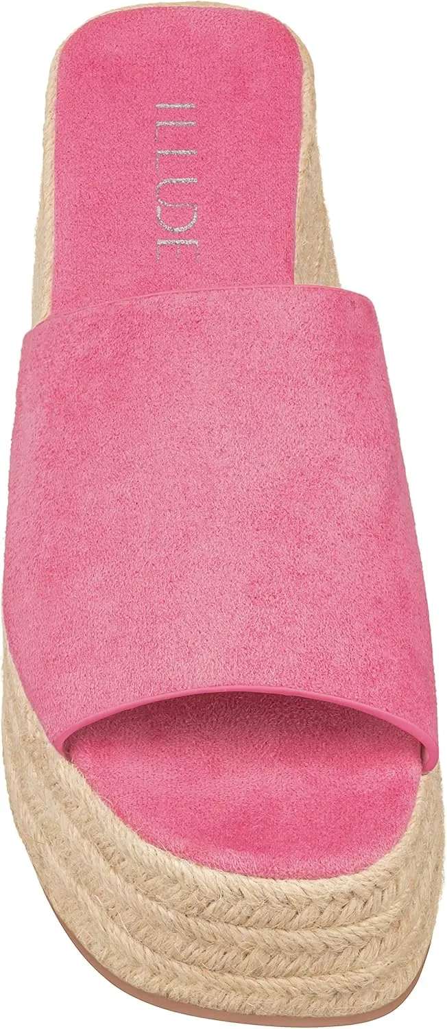 ILLUDE Women's Wedge Sandal Espadrille Platform Slip On Open Toe Wedge Heel Sandals