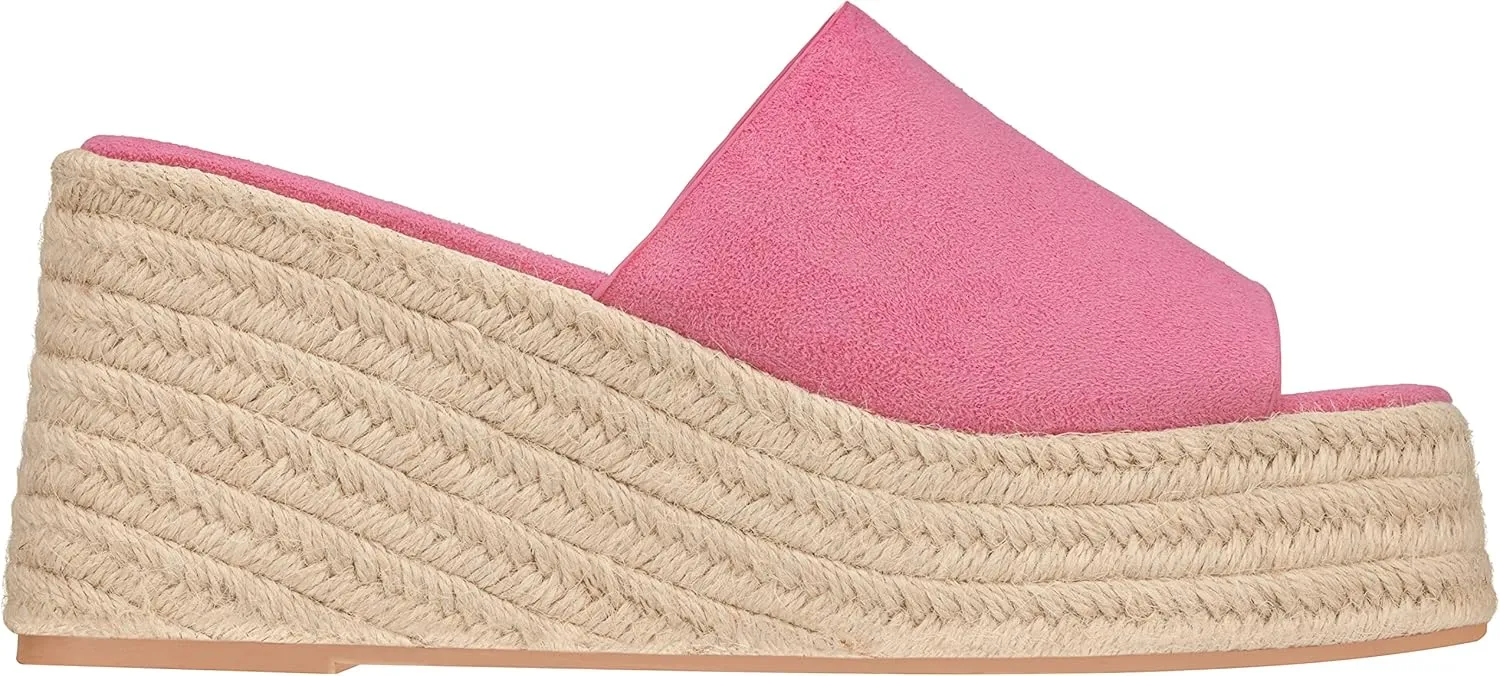 ILLUDE Women's Wedge Sandal Espadrille Platform Slip On Open Toe Wedge Heel Sandals