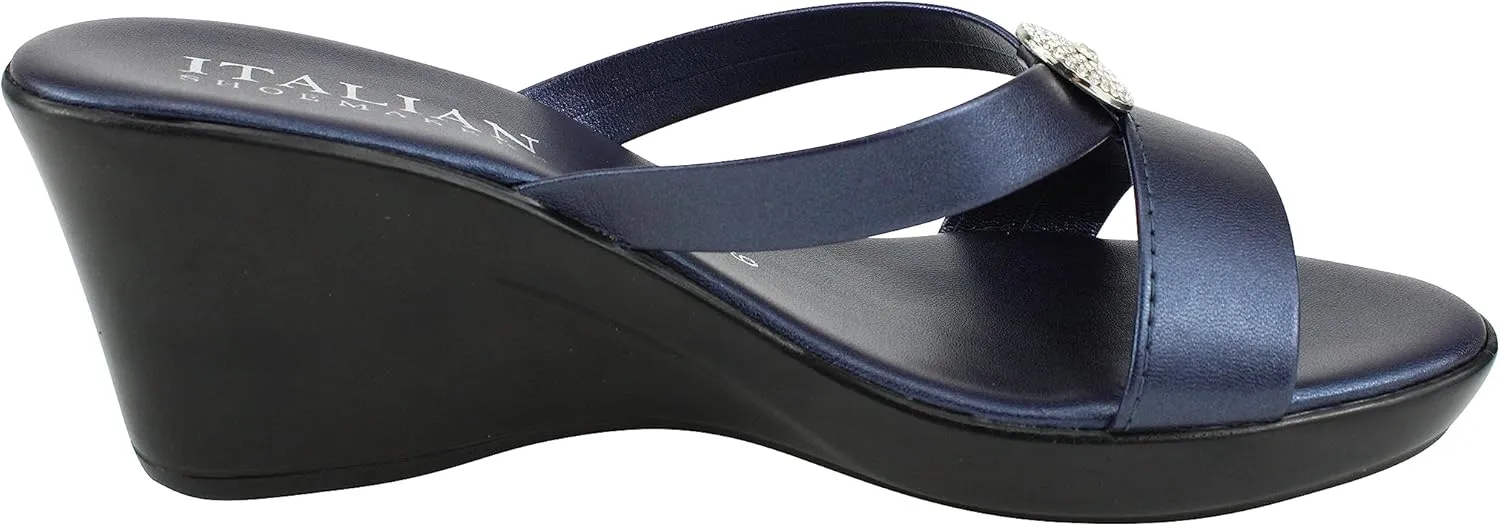 ITALIAN Shoemakers Besy Women's Wedge Moderate Height Band Sandal