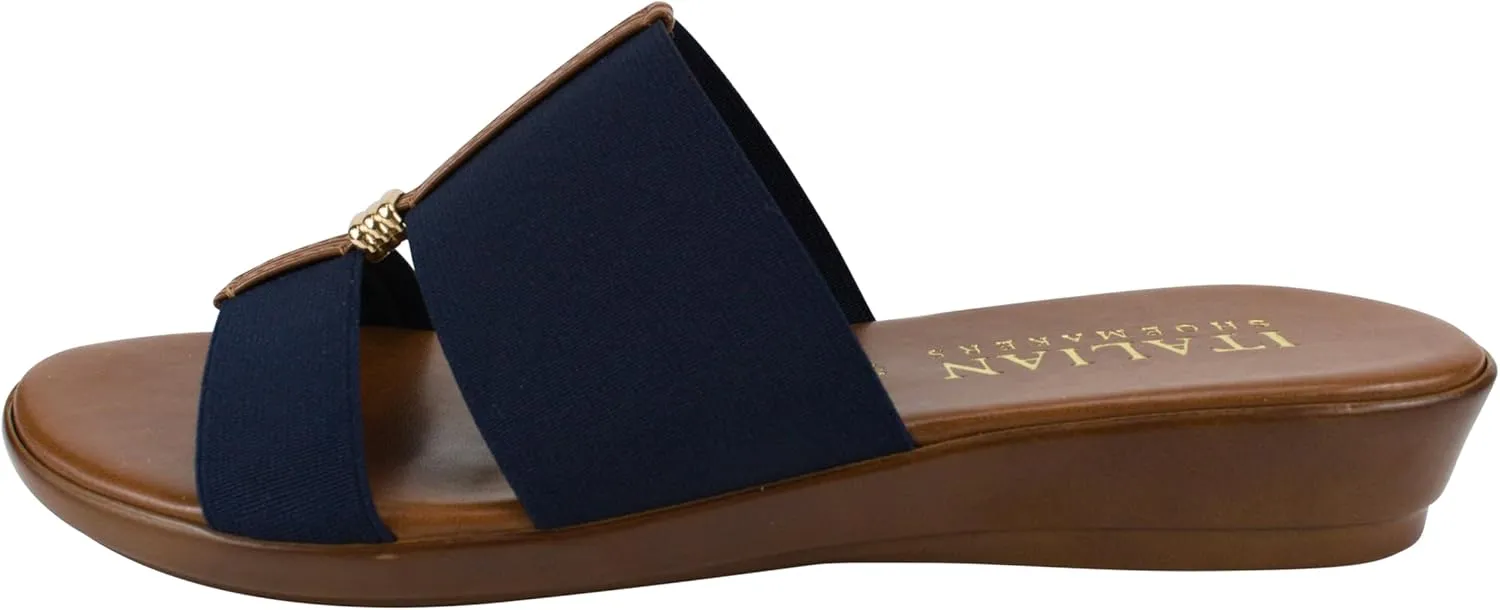 ITALIAN Shoemakers Women's Sofy Wedge Sandal, Comfort Casual Open Toe – Made in Italy, 1.5" Heel
