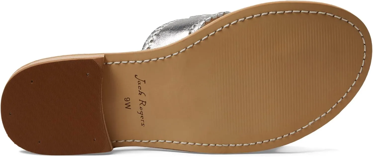 Jack Rogers Palm Beach Sandal for Women - Slip on Style, Leather Lining and Insole and Stacked Wooden Heel Wide
