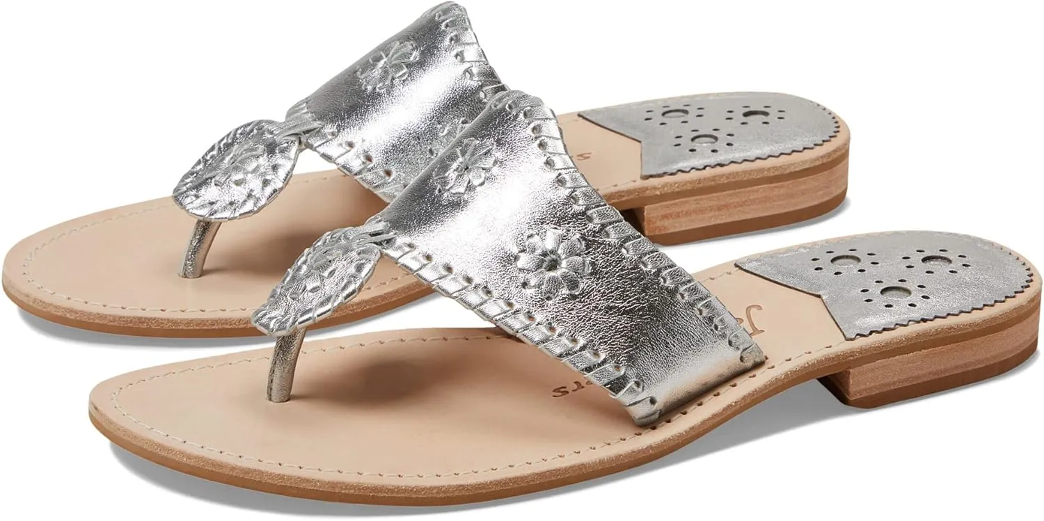 Jack Rogers Palm Beach Sandal for Women - Slip on Style, Leather Lining and Insole and Stacked Wooden Heel Wide