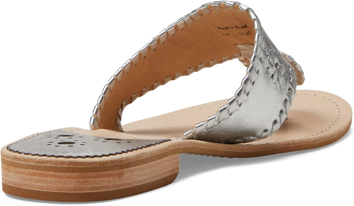 Jack Rogers Palm Beach Sandal for Women - Slip on Style, Leather Lining and Insole and Stacked Wooden Heel Wide