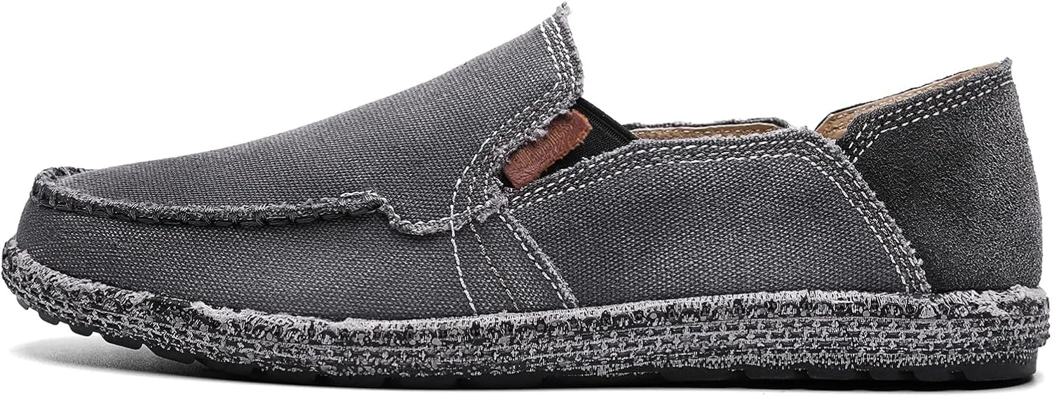 JAMONWU Men's Slip on Shoes Cloth Shoes Deck Shoes Canvas Leisure Vintage Casual Loafer Boat Shoes