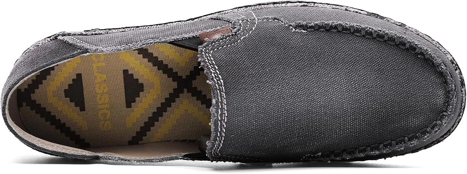 JAMONWU Men's Slip on Shoes Cloth Shoes Deck Shoes Canvas Leisure Vintage Casual Loafer Boat Shoes