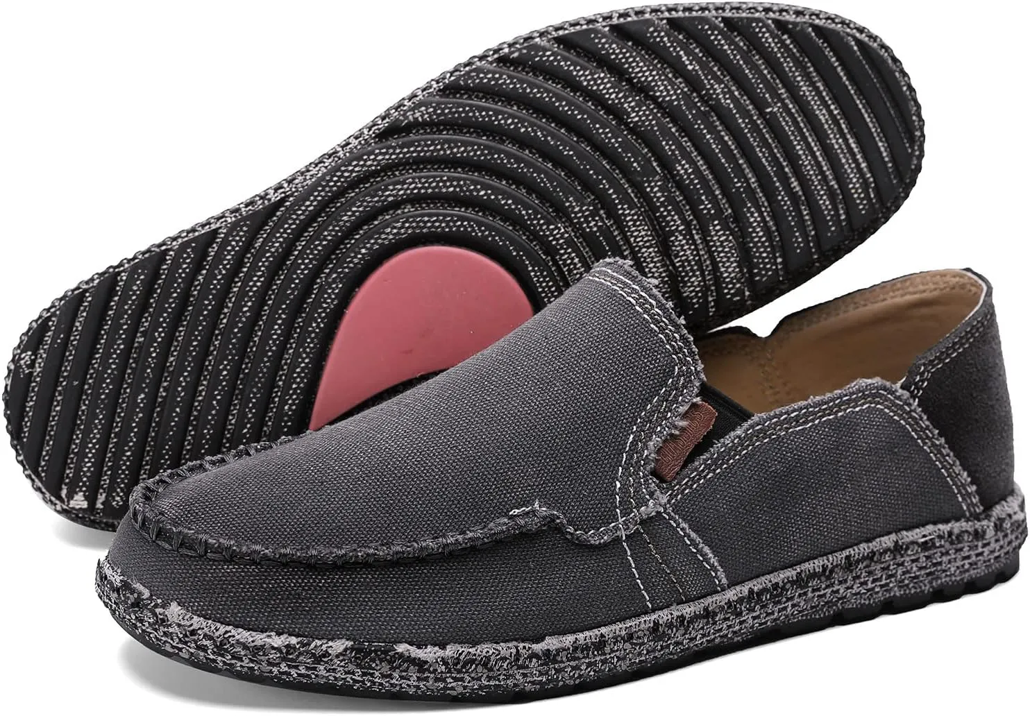 JAMONWU Men's Slip on Shoes Cloth Shoes Deck Shoes Canvas Leisure Vintage Casual Loafer Boat Shoes