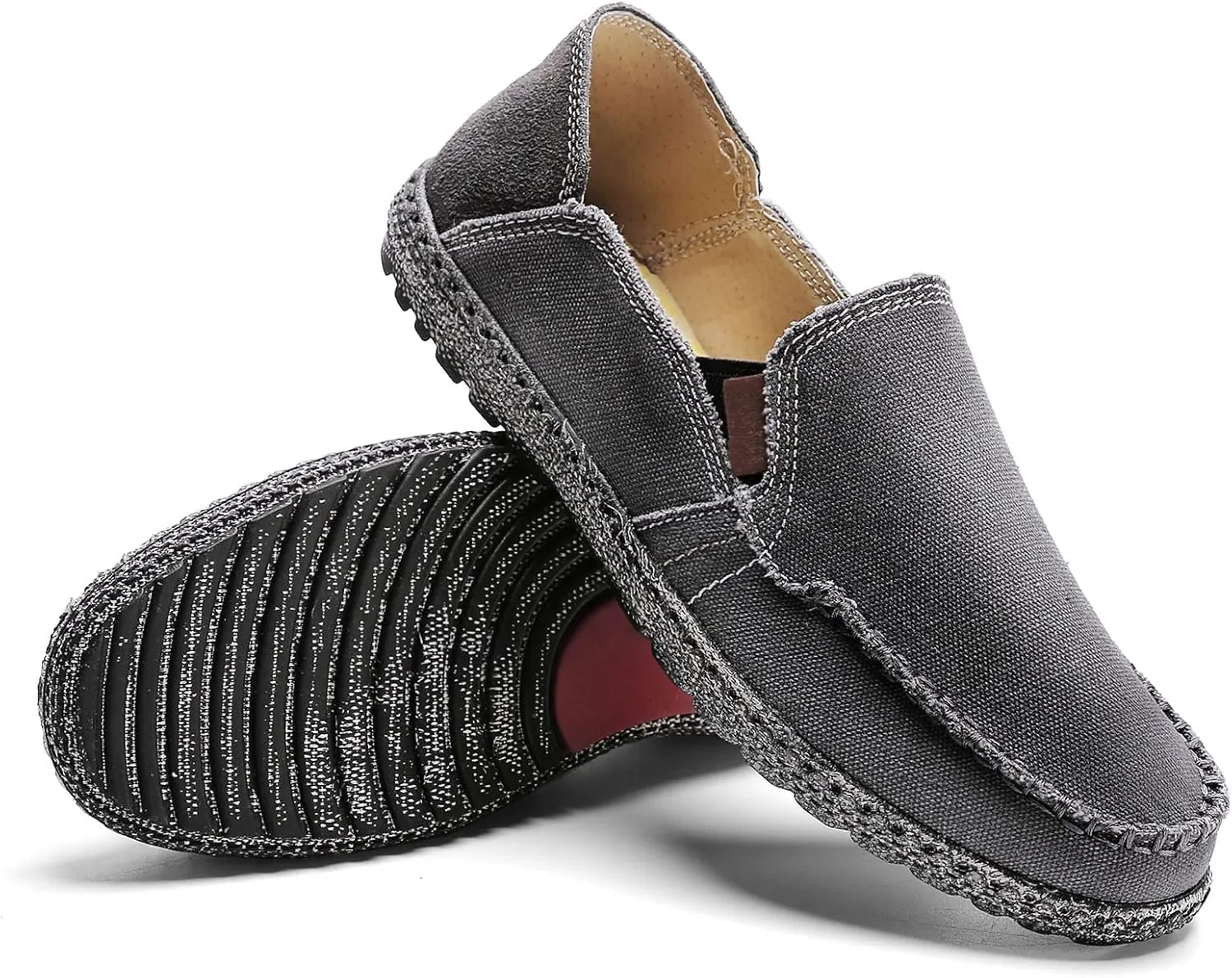 JAMONWU Men's Slip on Shoes Cloth Shoes Deck Shoes Canvas Leisure Vintage Casual Loafer Boat Shoes