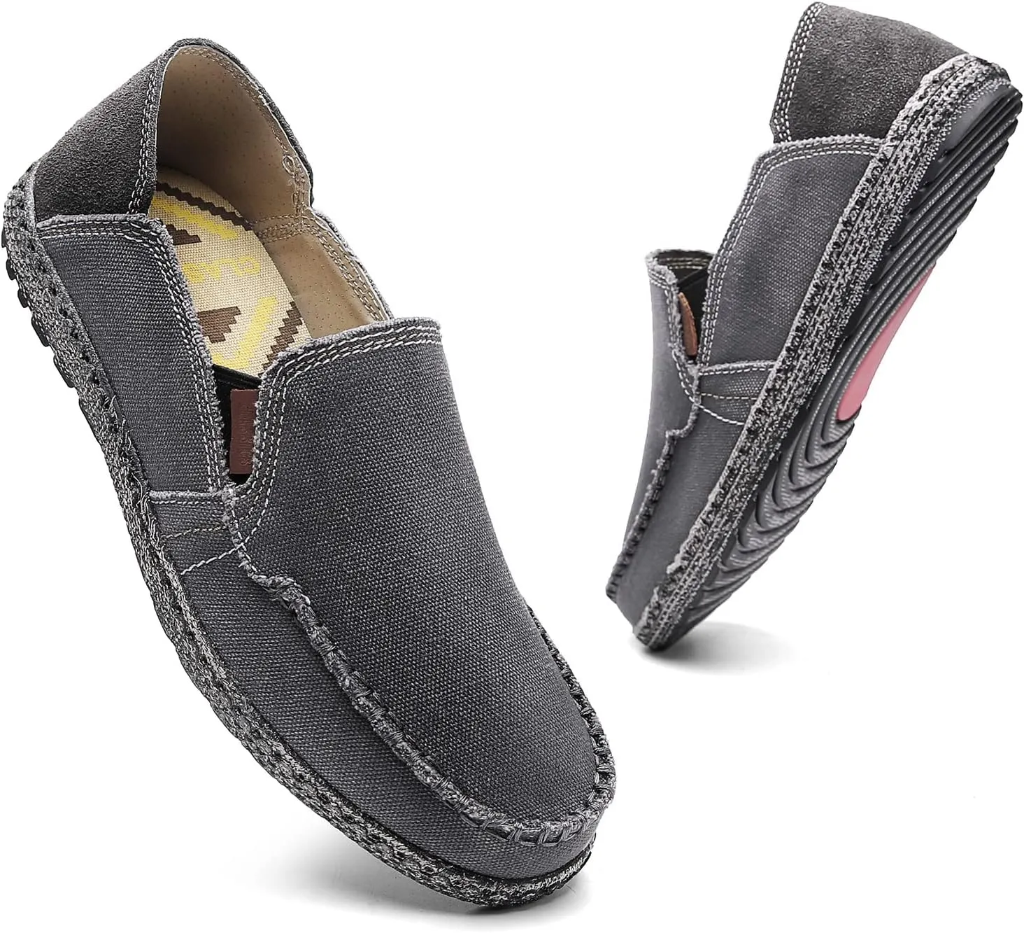 JAMONWU Men's Slip on Shoes Cloth Shoes Deck Shoes Canvas Leisure Vintage Casual Loafer Boat Shoes