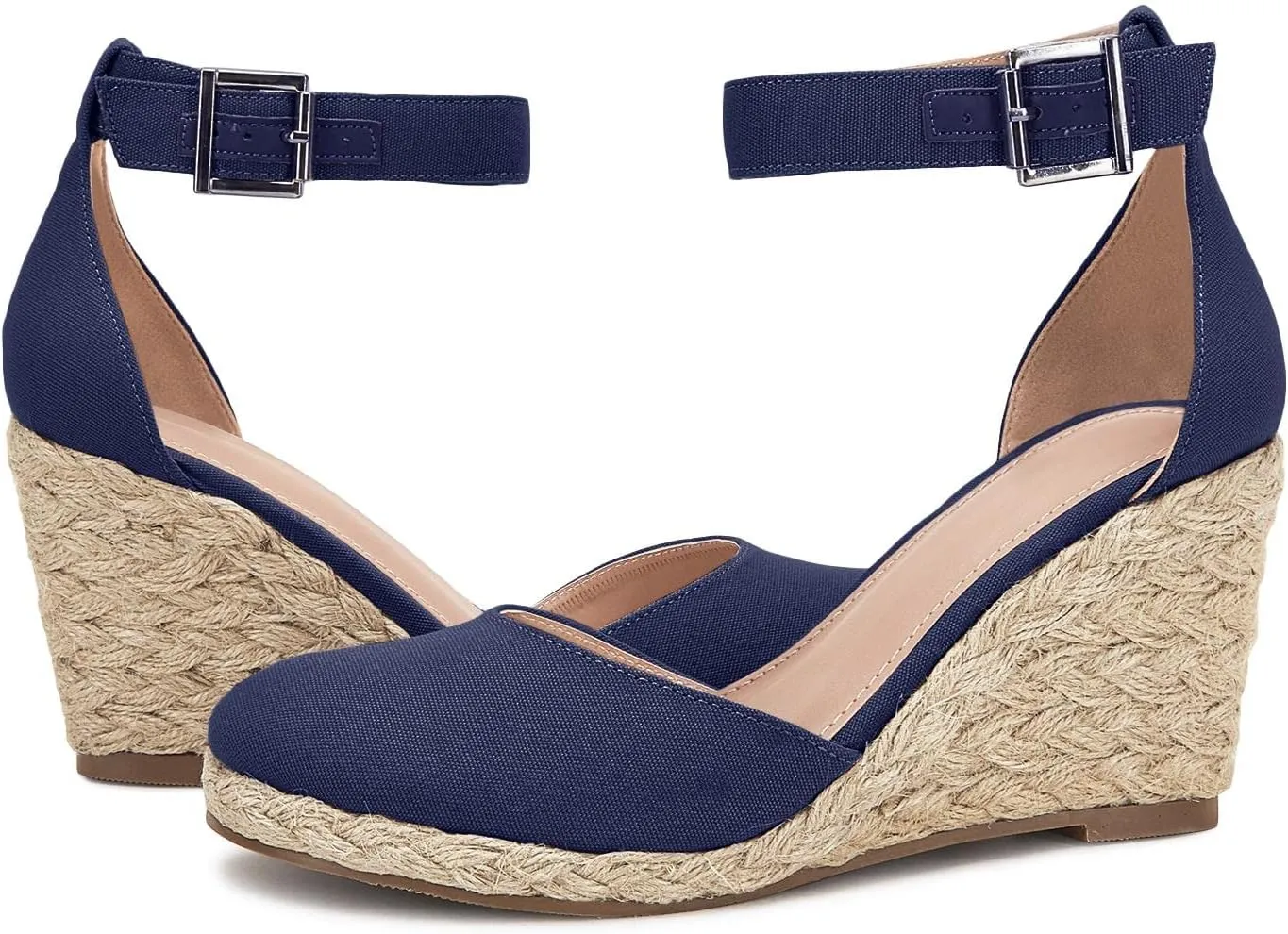 JeimPoey Womens Wedges Espadrilles Sandals Closed Toe Platform Ankle Strap Beach Sandals