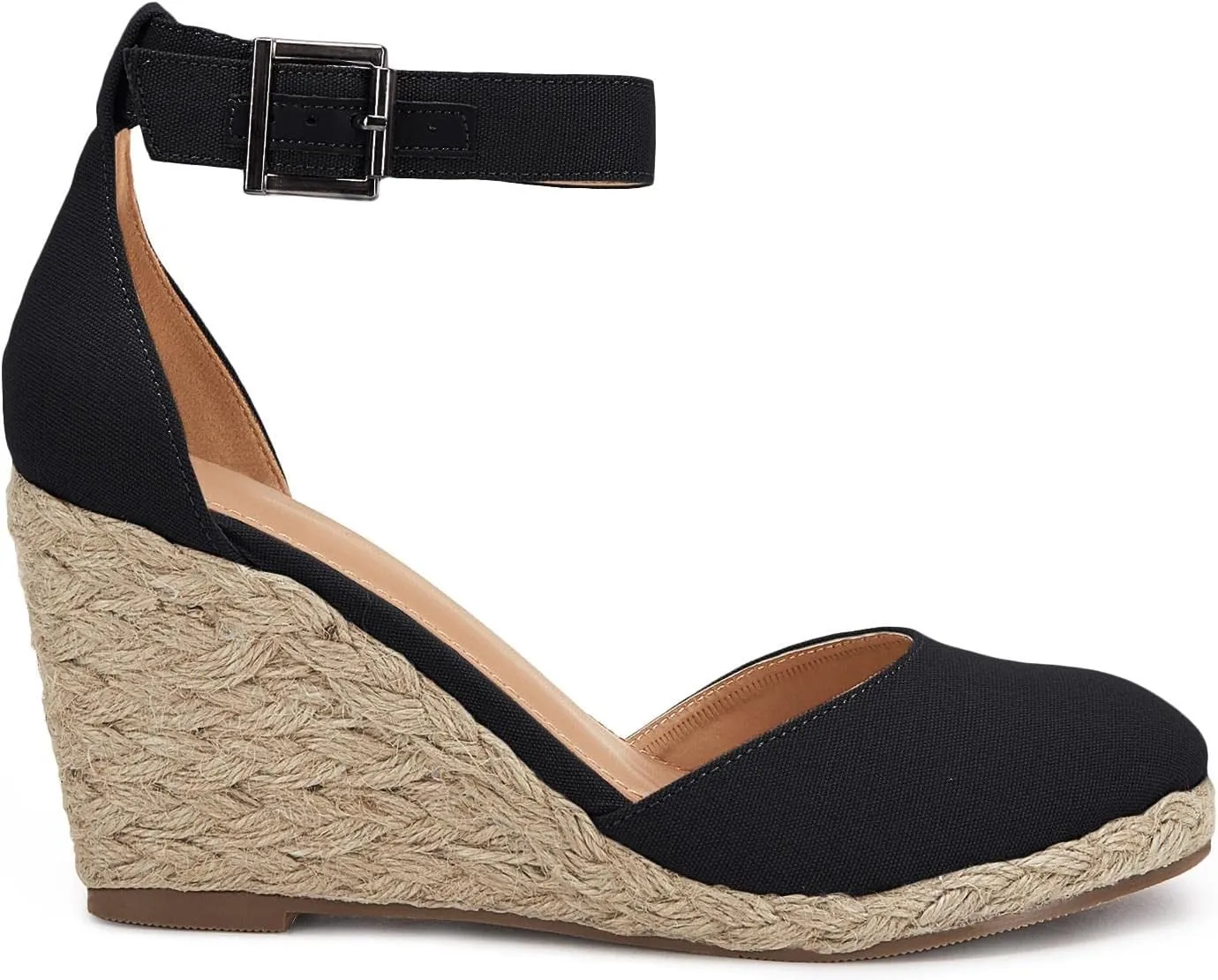 JeimPoey Womens Wedges Espadrilles Sandals Closed Toe Platform Ankle Strap Beach Sandals