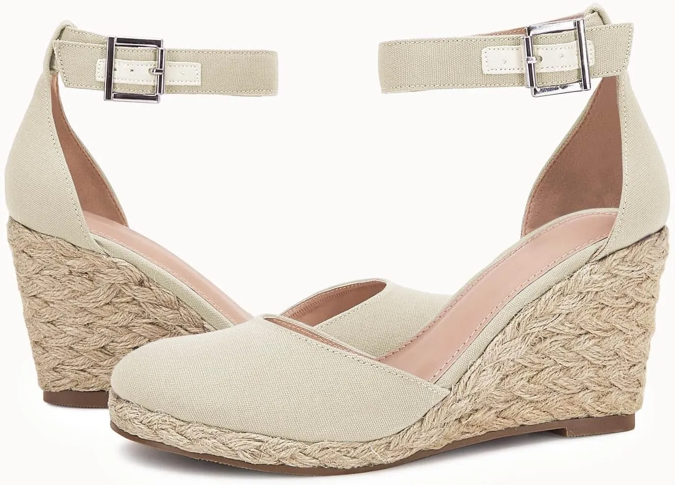 JeimPoey Womens Wedges Espadrilles Sandals Closed Toe Platform Ankle Strap Beach Sandals
