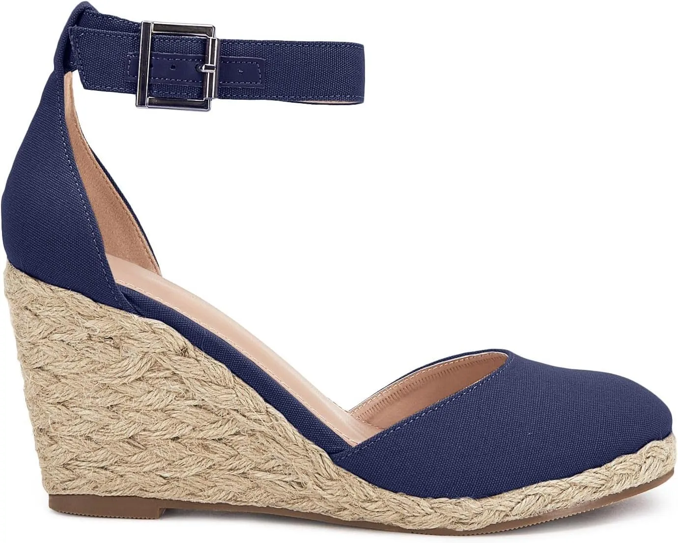 JeimPoey Womens Wedges Espadrilles Sandals Closed Toe Platform Ankle Strap Beach Sandals
