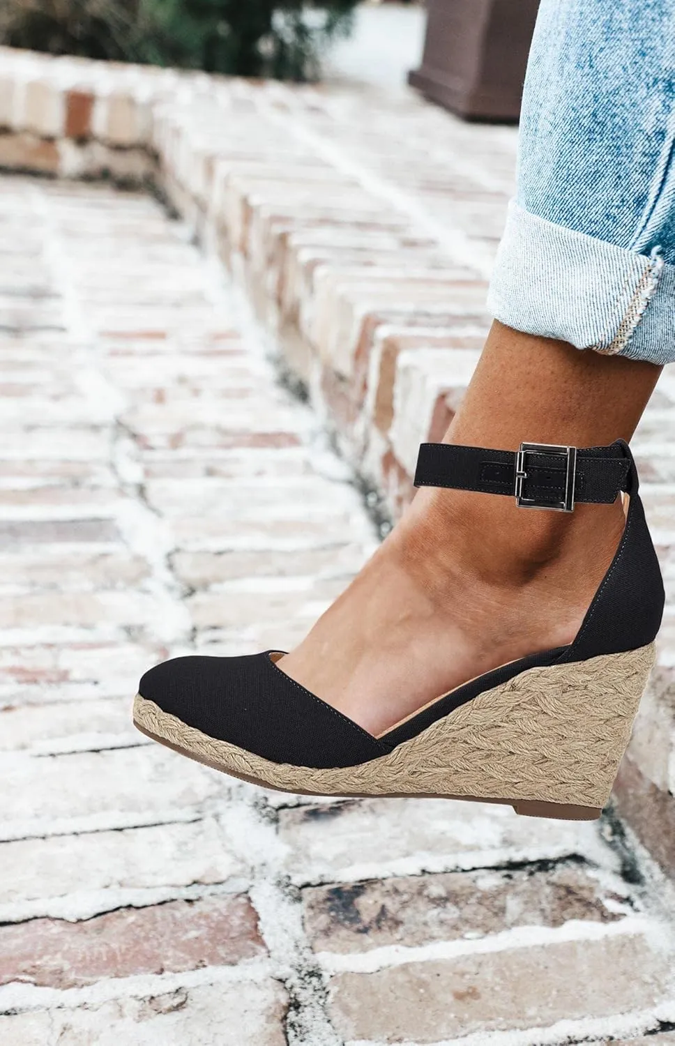 JeimPoey Womens Wedges Espadrilles Sandals Closed Toe Platform Ankle Strap Beach Sandals