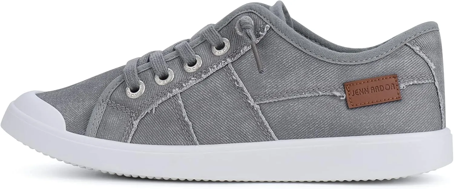 JENN ARDOR Women's Canvas Sneaker Slip-ons Loafers Shoes for Womens Fashion Casual Canvas Round Toe Soft Comfortable Walking Flats