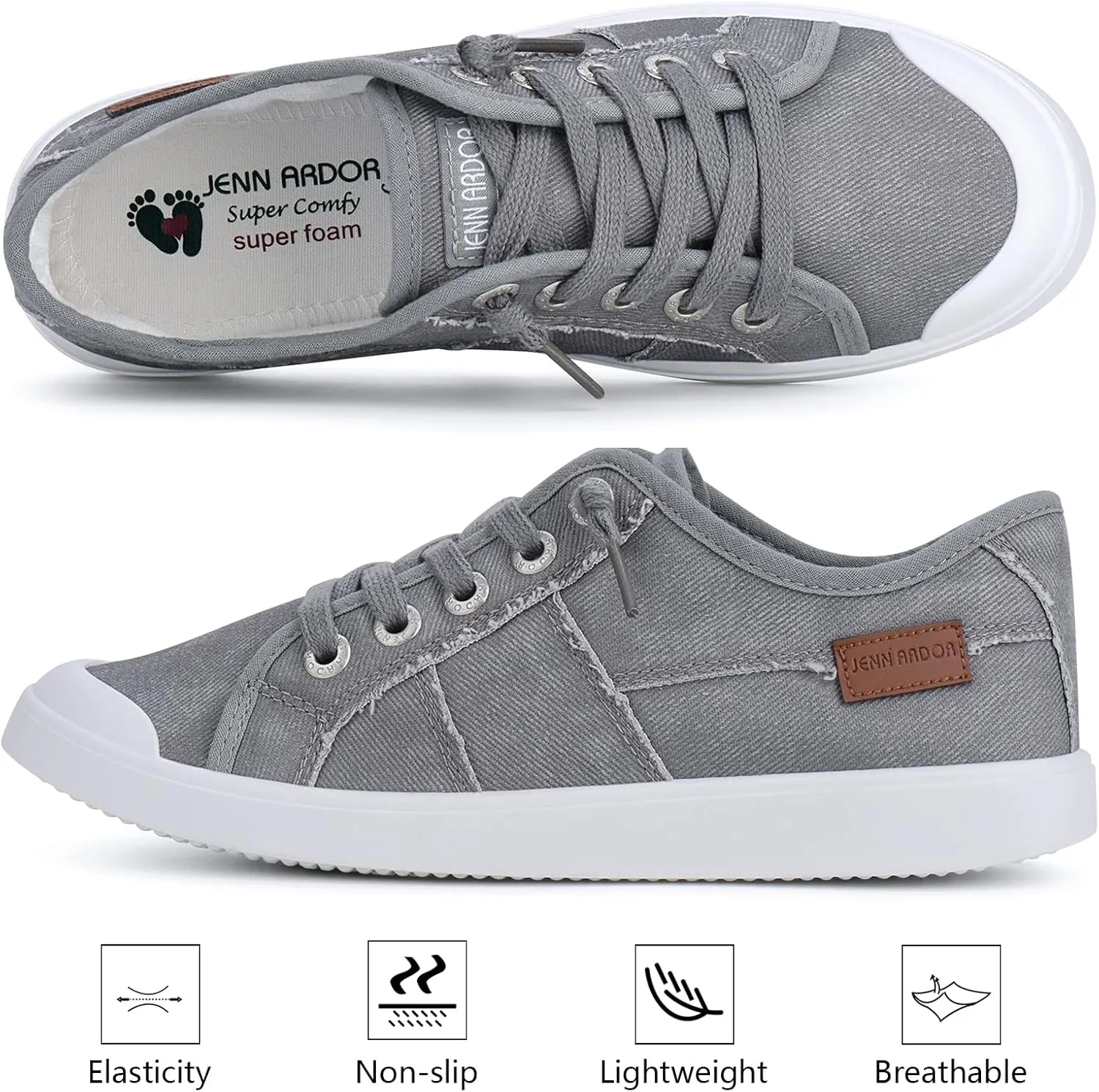 JENN ARDOR Women's Canvas Sneaker Slip-ons Loafers Shoes for Womens Fashion Casual Canvas Round Toe Soft Comfortable Walking Flats