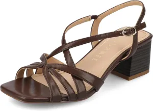 Journee Womens Block heel Cushioned Footbed Shyla Crisscross straps Faux Leather Multi Straps 2-3 inch heel Open Toe