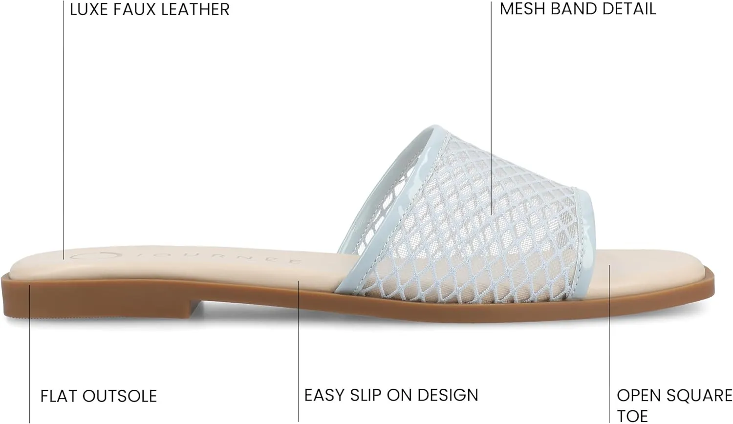 Journee Womens cushioned footbed Sandals Mesh Sandals Breckley Flat Sole Mesh Straps Open Toe
