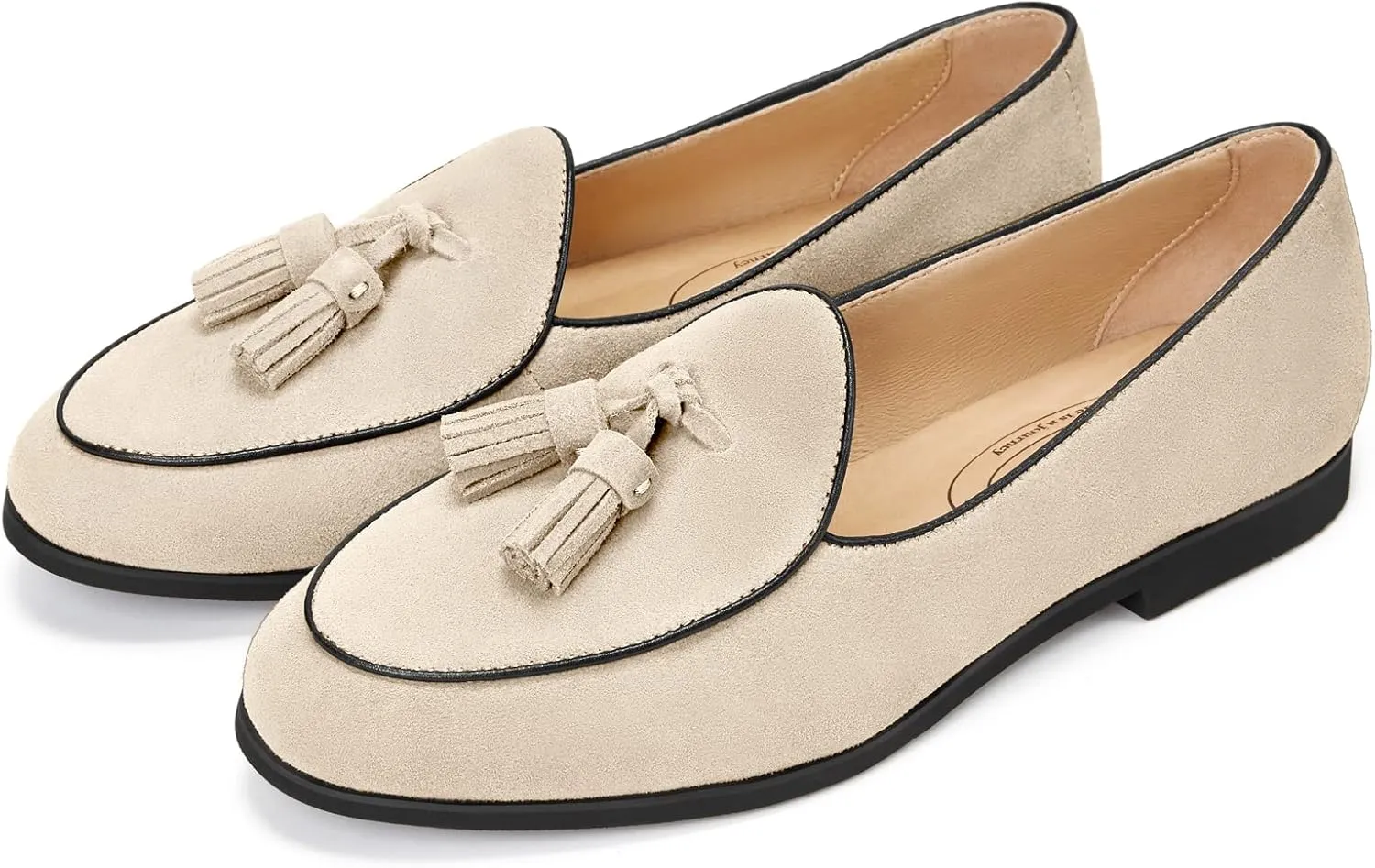 Journey West Suede Tassel Loafer for Women Slip-on Belgian Penny Loafers Shoes for Women in Many Colors