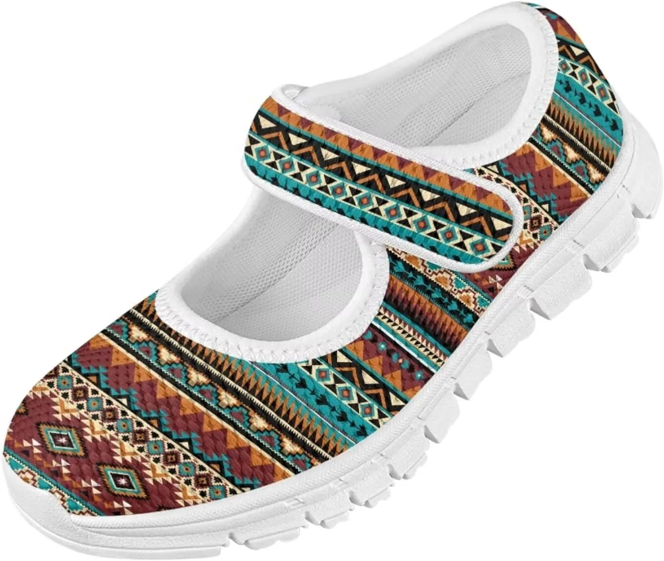 JoyLamoria Girls Mary Jane Shoes Toddler/Little Kids Slip on Sneakers Comfort Dress Shoes with Sunflower Cow South Western Navajo Design