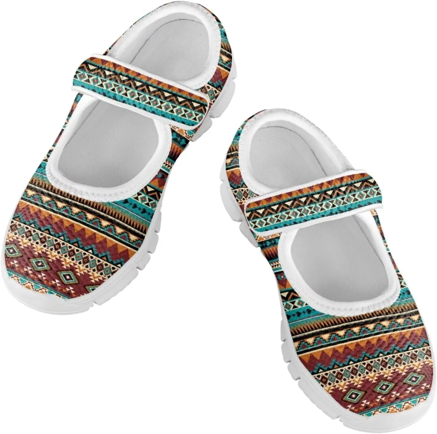 JoyLamoria Girls Mary Jane Shoes Toddler/Little Kids Slip on Sneakers Comfort Dress Shoes with Sunflower Cow South Western Navajo Design