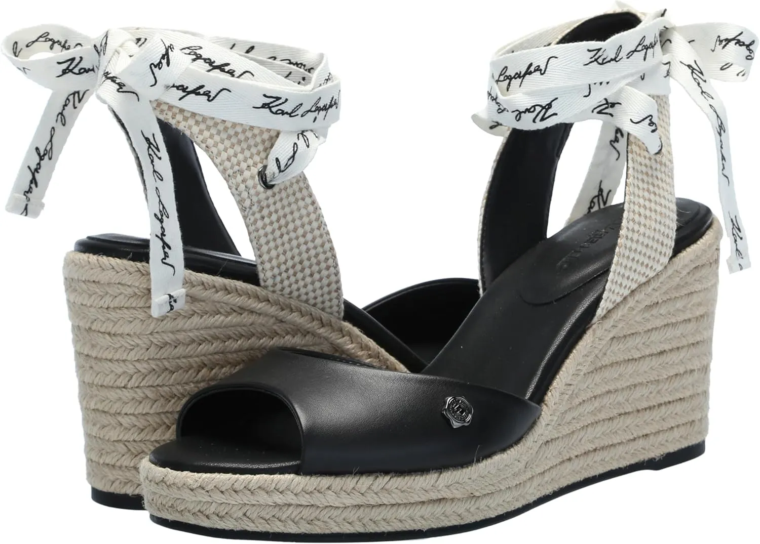 KARL LAGERFELD womens Cecilia Ankle Wrap Wedge Espadrille Sandal