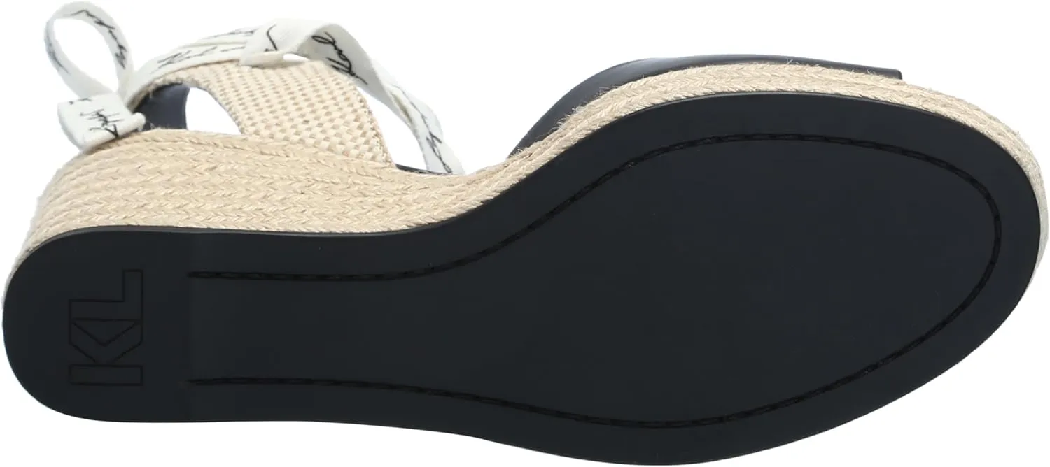 KARL LAGERFELD womens Cecilia Ankle Wrap Wedge Espadrille Sandal