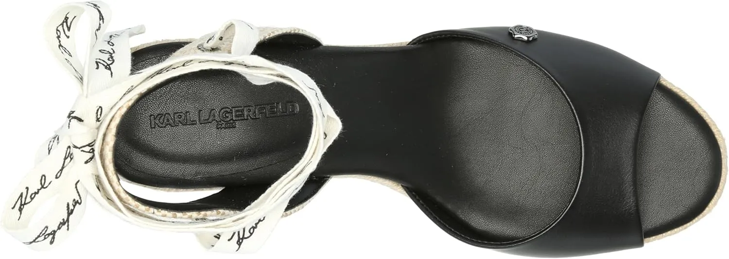 KARL LAGERFELD womens Cecilia Ankle Wrap Wedge Espadrille Sandal