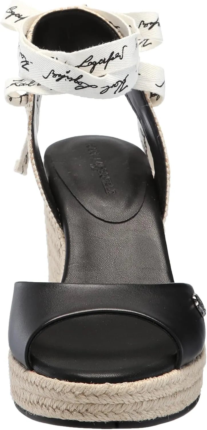 KARL LAGERFELD womens Cecilia Ankle Wrap Wedge Espadrille Sandal